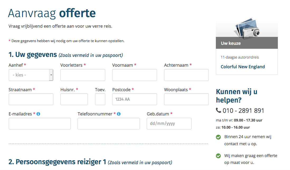 Aanvraag offerte
