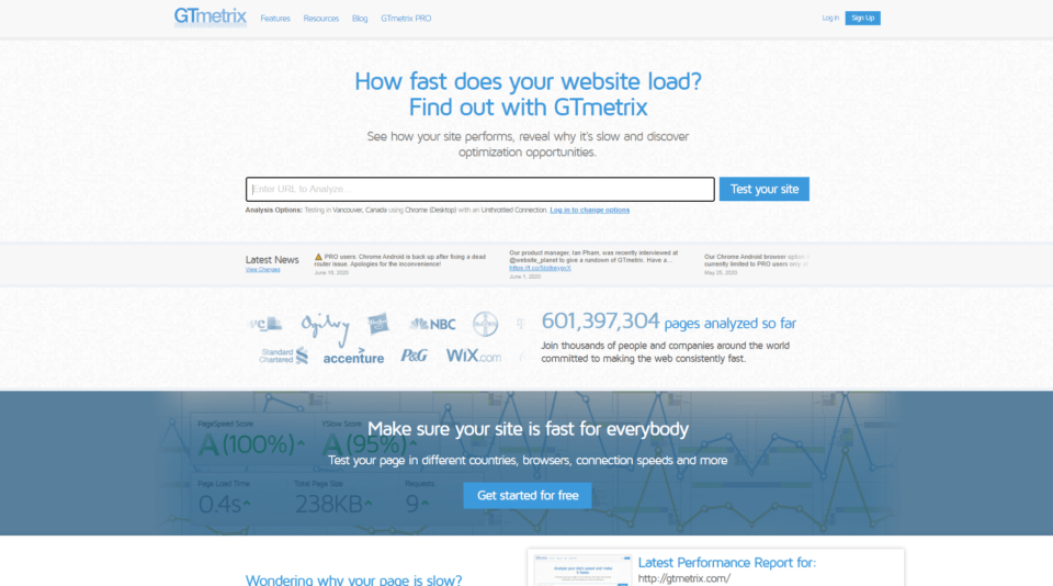 GTmetrix screenshot website
