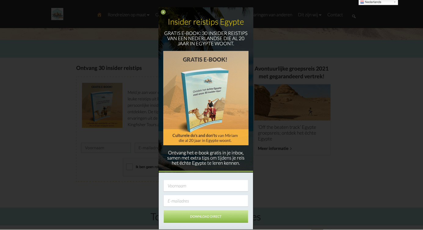 Popup voorbeeld Kingfisher